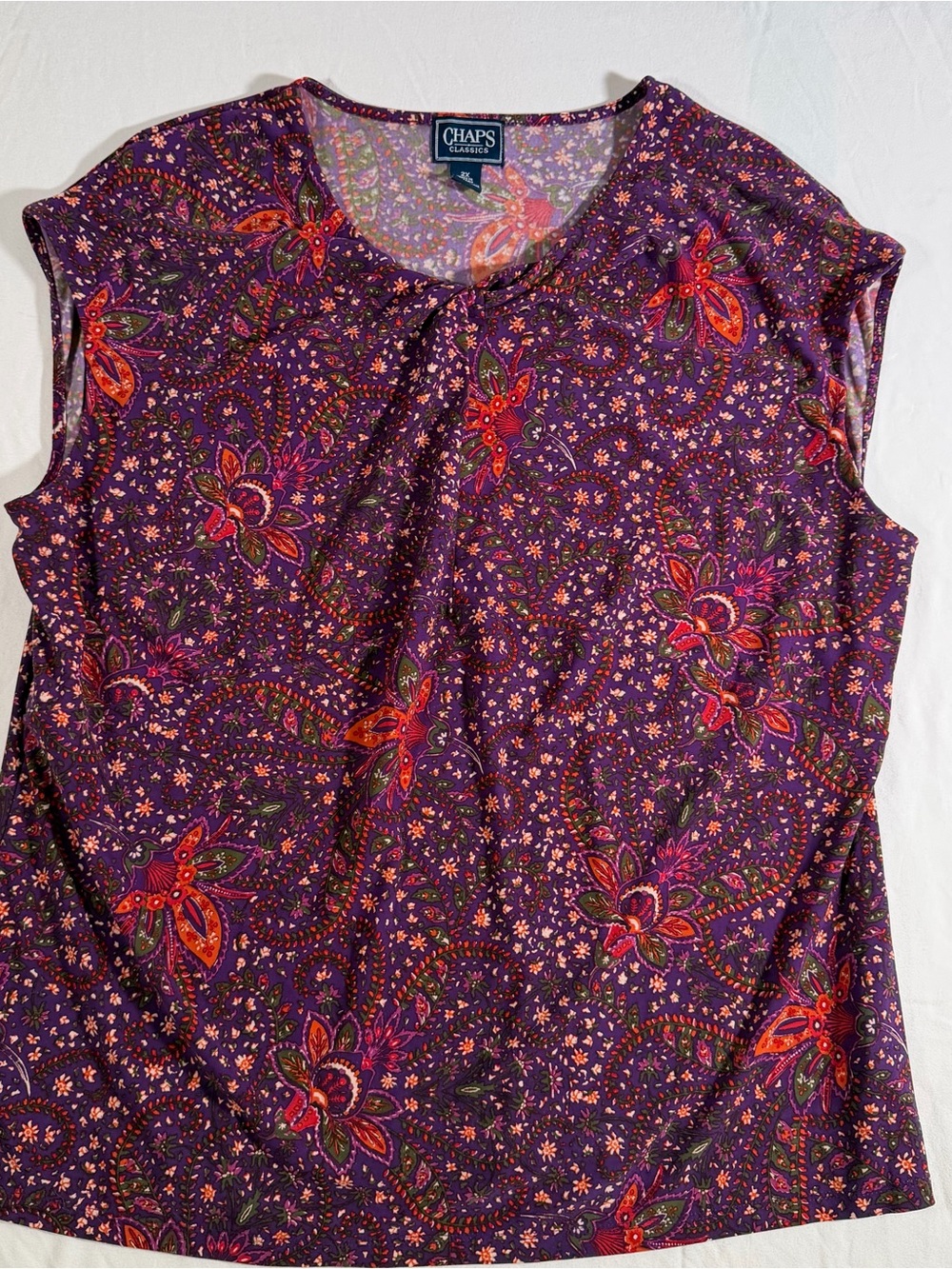 Chaps Purple Floral Print Sleeveless Tank